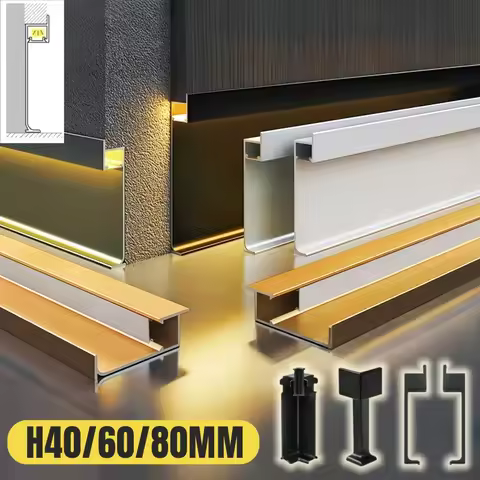 H40/60/80mm Flooring Backlight LED Skirting Board Recessed Aluminum Profile Baseboard Stair Corner W