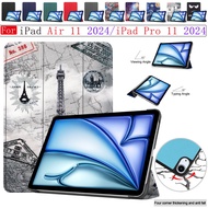 For iPad Pro 11 2024 iPad Air 11 2024 Tablet PU Leather Case Adjustable Folding Stand Cover