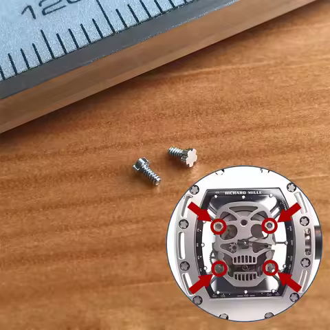 2piece/set Steel Screw for Richard Mille Mens' RM 052 Skull Automatic Copy Watch Movement