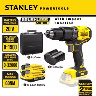 Stanley 20V 2.0Ah Cordless Hammer Driver Drill Brushless【SBD715D2K】