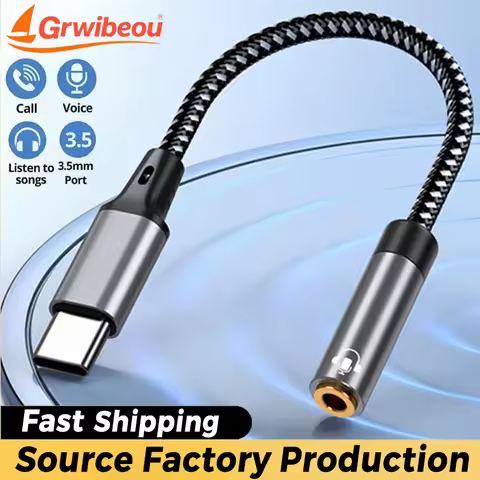Grwibeou Type C To 3.5 Mm Aux Adapter USB C To Aux 3.5 Jack Audio Cable for Huawei Xiaomi Redmi Sums