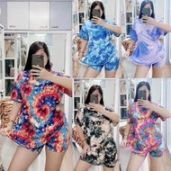 COD Terno Short Pambahay Tie Dye Cotton Spandex fit to M-XL size (Assorted）