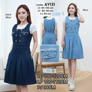 Overall Skirt AY-131 Unique Design with Front Buttons, Premium High Quality Jeans Material, Size 1-2