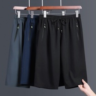 Ready Stock Unisex zipper Seluar Pendek Lelaki Black Seluar 3 Suku Lelaki Solid Color Short Pants Me