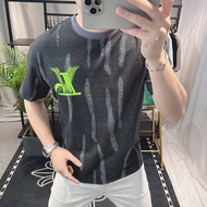 เสื้อยืดพิมพ์ลายตัวอักษรทันสมัยสำหรับผู้ชายสำหรับฤดูร้อน! เสื้อกันหนาวแบบสวมหัวตะเข็บขาดๆวินเทจระบาย