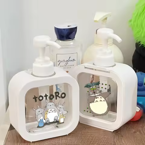 My Neighbor Totoro Transparent Soap Dispenser Refillable Portable Empty Bottle Shower Gel Detergent 