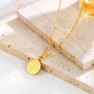 Ladamas Kalung Titanium Anti Karat Huruf Mandarin Bahagia Untuk Harian KT183