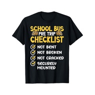 1pc CDL School Bus Driver PreTrip Checklist T-Shirt - 100% Cotton Crew Neck Short Sleeve Tee, Casual