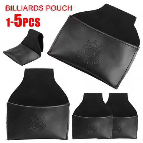 1-5PCS Black Billiards Leather Pouch Chalk Holder Pouch with Clip Pool Snooker Chalk Holder Accessor