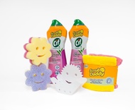 Scrub Daddy Floral Scent Cif Cleaning Cleanser Bundle with Sponge Holder Mommy Flower Sponges Microf