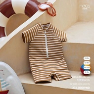 NOUS - One-piece swimsuit brown and white stripedshort sleeve-9M 12M 18M 2Y - SS25.T4A-ZN826