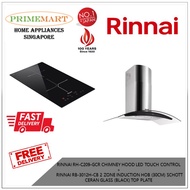 RINNAI RH-C209-GCR CHIMNEY HOOD LED TOUCH CONTROL  +  RB-3012H-CB 2 ZONE INDUCTION HOB (30CM) SCHOTT CERAN GLASS BUNDLE