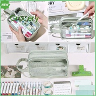 GROCERY LIFE 3 Layer Pencil Bag Large Capacity Transparent School Cases Portable Cute Stationery Holder Student Gift