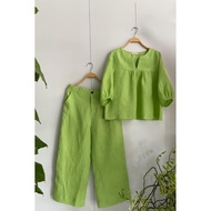 Bộ đũi nữ thời trang nữ HD store phong cách sang trọng chất liệu đũi D05