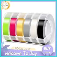∱ 6 Roll Embossing Label Maker Tape 3D Plastic 9mm x 3Meter Embossing Label Tape White on Black/