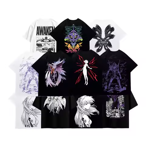 Vintage Anime Century Evangelion E V A 3D Print Short Sleeve Tops Summer Fashion Unisex Manga Breath