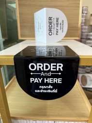 🚀สินค้าพร้อมส่งในไทย ป้ายอะครลิค ป้ายติดเคาน์เตอร์ ป้ายติดโต๊ะ ORDER & PAY HERE / PICK UP HERE
