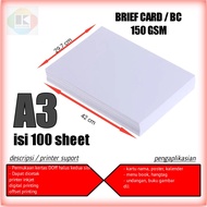 kertas bc a3 150gsm isi 100 lembar kertas brief card kertas bc 150 gsm a3 isi 100 lembar
