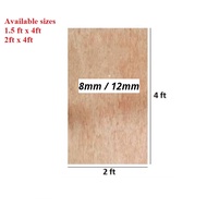 [2ft x 4ft] Papan Plywood / Solid Plywood 8mm 12mm