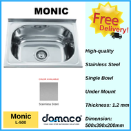 Monic L-500/555/600 Wall Mount Single Bowl Sink Stainless Steel