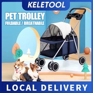 Foldable Medium Pet Stroller Pet Trolley Troli kucing Pets Stroller Cat carrier outdoor Dog Stroller Outdoor trolley
