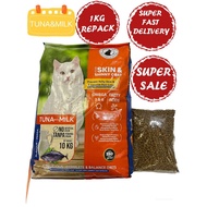 ⊿Makanan Kucing Repack 1KG Tuna With Milk ( Protein 28 )  For Skin  Shinny Coat  Family Pets  Makanan Kucing❄