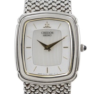 二手精工 Credor 女士手錶 5A70-3C30，不銹鋼材質，日本製造，石英機芯，模擬顯示，銀色錶盤。