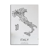 2025 Italy Country Map Road Print Nordic Living Room Decoration Black White Canvas Poster Modern Hom