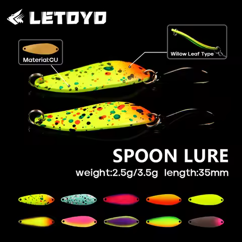 LETOYO 2.5g 3.5g Willow Leaf Shaped Spoon Fishing Lure Luminous UV Spoon Lure Area Trout Spinner Bai