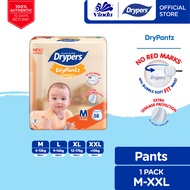 Drypers DryPantz Baby Diapers M58/ L48/ XL42/ XXL36/ XXXL20/ XXXXL18 (1 Pack) - Bubble Soft Fit Wais