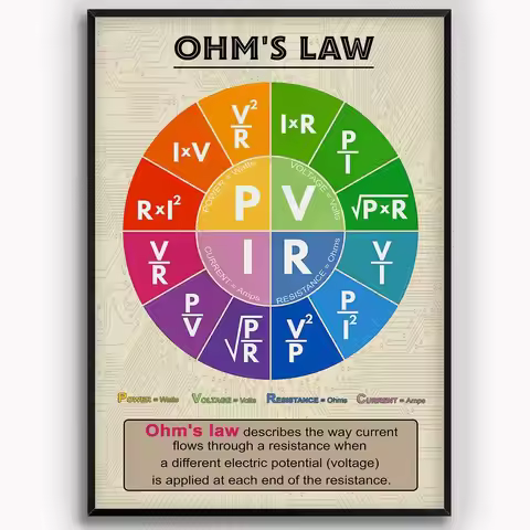 Vintage OhmS Law Electrician Knowledge Physics Study Guide School Poster Metal Aluminium Tin Sign Wa