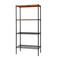[特價]【dayneeds】松木 90x45x210公分 四層烤黑柚木板收納層架