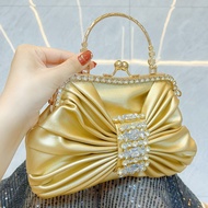 GFS store New French Fairy Sparkle Handmade Diamond Banquet Bow Dinner Bag One Shoulder Crossbody Ba