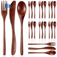 Wooden Spoon Fork  Cutlery Set Wooden Dinner Utensil Set Kitchen Wooden Flatware Tableware Cutlery S