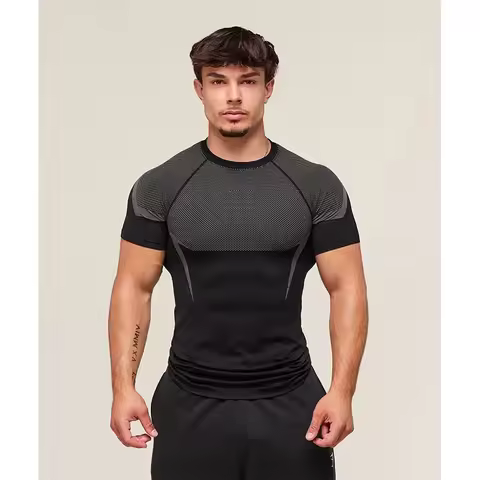 Men's High Elastic Quick Dry Sports Shark T-Shirt Tight Fitness Training Workout Breathable Summer G