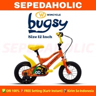 sepeda anak perempuan &amp; laki wimcycle bugsy ukuran 12 inch keranjang - orange