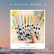 Pulpen gel warna pastel rainbow - pulpen karakter milky