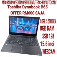 LAPTOP MURAH TOSHIBA DYNABOOK B65 CORE i5/SSD/SLIM MODEL LIKE NEW