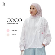 LyndaRahim KL Baju Muslimah Coco Top Stripes Cotton Top Casual Muslimah