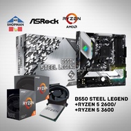 AMD Ryzen 5 2600 & 3600 CPU + Asrock B550M Steel Legend Motherboard Bundle