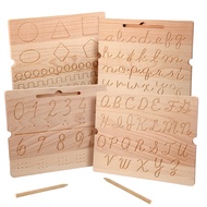 MotiMind 2 Pcs Wood Cursive Alphabet Number Tracing Board Montessori Alphabet Tracing Board Writing 