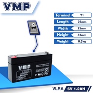 Baterai Aki Kering VMP 6V 1.2AH 12Ah Timbangan battery vrla 6v 1.2ah vmp original