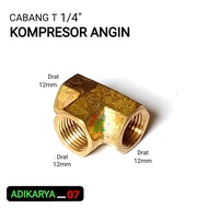 Kran kompresor angin 1/4 CABANG T kran selang kompresor angin 1/4  sambungan kran kompresor nepel ko