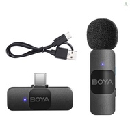 BOYA BY-V10 One-Trigger-One 2.4G Wireless Microphone System Clip-on Phone Microphone Omnidirectional Mini Lapel Mic Auto Pairing Smart Noise Reduction 50M Transmission Range Replac