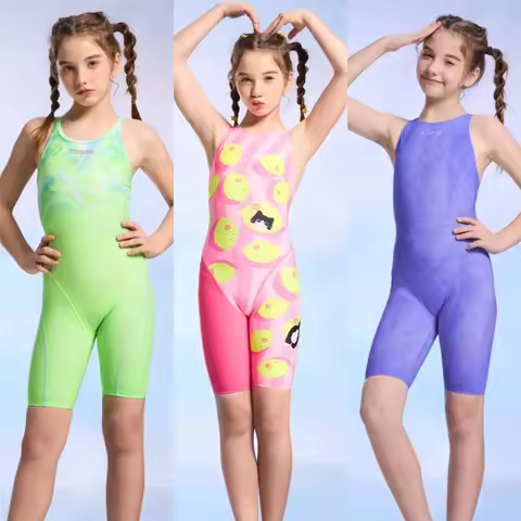 Zoke Girls Training Swimwear Professional Water Sport Swimsuit One Piece With Upf50 Cartoon Printed