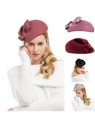 Burgundy Wool Felt Fascinators Hats For Women Ladies Black Wedding Bride Formal Cocktail Tea Party D