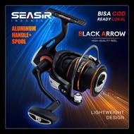 SEASIR BLACK ARROW 1000-3000 Reel Pancing Putar, Reel Tahan Air Kumparan Dangkal Aluminium, Bantalan