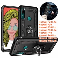 For Huawei P20 Lite P30 Lite P40 Lite Huawei P30 Huawei P40 Huawei P40 Pro Huawei P30 Pro Case,Luxury Shockproof Armor Phone Case Rugged Magnetic Ring Holder Kickstand Hard Case