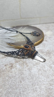 W10利姆利亞水晶柱。彼得石。南美蠟線編織項鍊