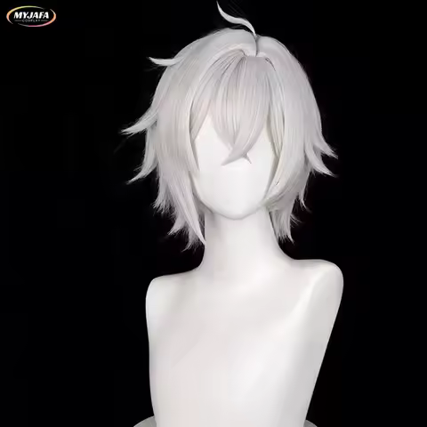 ABC123High Quality ZZZ Seth Lowell Cosplay Wig 30cm Short Silver White Heat Resistant Synthetic Hair